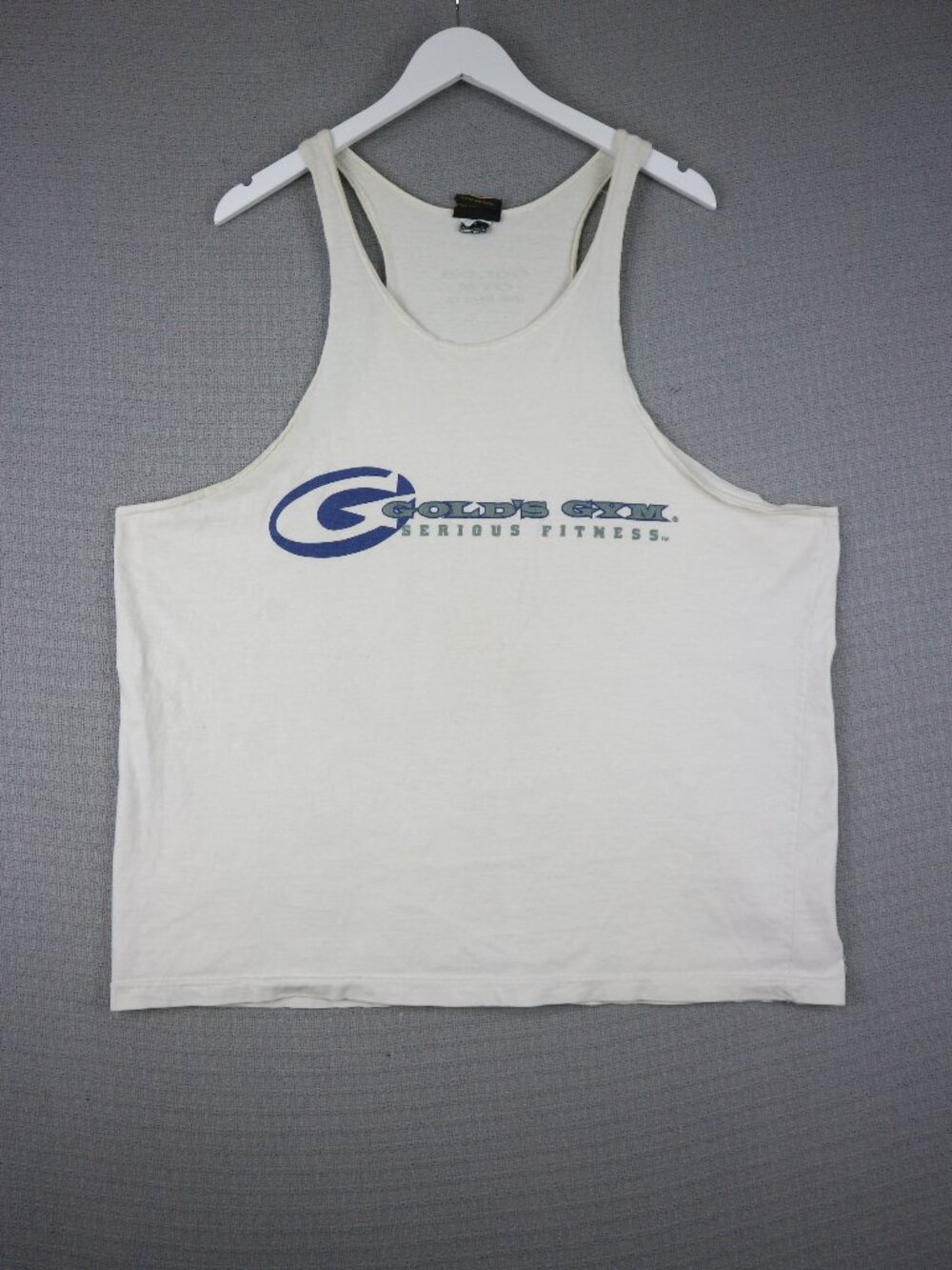 Gold's Gym Vintage White Stringer 1990s 90s Made in USA Long Beach California L